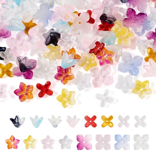 Cheriswelry 160 Stück Blumen-Lampwork-Perlen, transparente Glasperlen, Kappen für DIY-Schmuck, Halsketten, Armbänder, Ohrringe von Cheriswelry