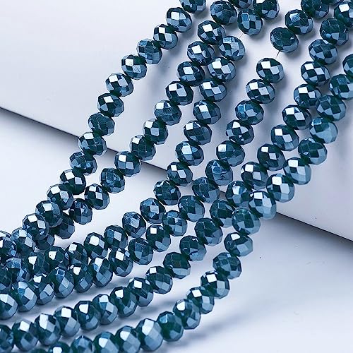 Cheriswelry 18 Stränge Facettierte Rondelle Glasperlen Galvanisiert Abacus Kristallperlen Perlglanz Überzogene Glasabstandshalter Perlen für Schmuckherstellung, Dunkelgrün Cheriswelry 18 Stränge Facettierte Rondelle Glasperlen Galvanisiert Abacus Kristallperlen Perlglanz Überzogene Glasabstandshalter Perlen für Schmuckherstellung, Dunkelgrün von Cheriswelry