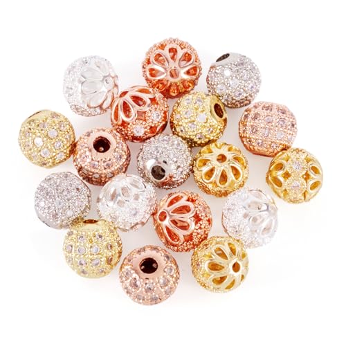 Cheriswelry 18 Stück Mikro-Pavé-Zirkonia-Perlen, rund, kristallklar, CZ-Stein, Discokugel-Perlen, Gumball-Abstandshalter, 8–8,5 mm, für DIY-Armbänder, Halsketten, Ohrringe, Schmuckherstellung Cheriswelry 18 Stück Mikro-Pavé-Zirkonia-Perlen, rund, kristallklar, CZ-Stein, Discokugel-Perlen, Gumball-Abstandshalter, 8–8,5 mm, für DIY-Armbänder, Halsketten, Ohrringe, Schmuckherstellung von Cheriswelry
