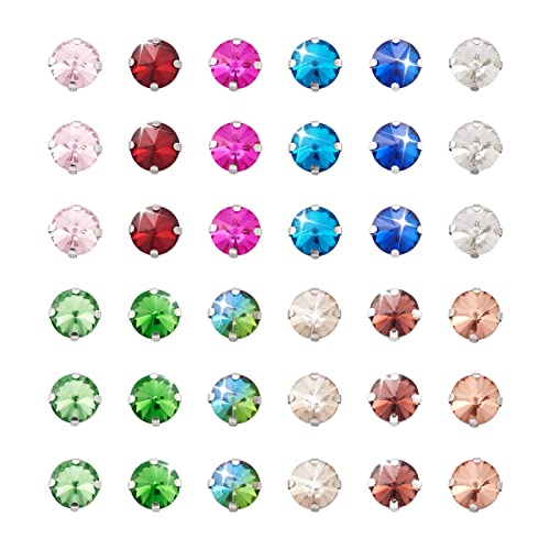 Cheriswelry 180 Stück Strasssteine zum Aufnähen, facettierte Glas-Strasssteine, flache Rückseite, Krallen-Strasssteine für DIY, Kleidung, Schuhe, Taschen, Dekorationen von Cheriswelry