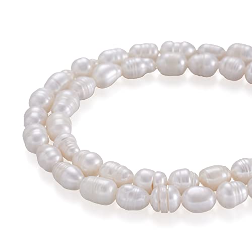 Cheriswelry 2 Stränge natürliche ovale Perlen Barock Stil Süßwasser-Zuchtperlen für Armbänder Ohrringe Hochzeit Schmuckherstellung von Cheriswelry