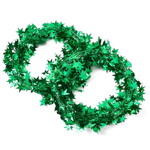 Cheriswelry 2 x grüne Lametta-Drahtgirlanden für Weihnachten, metallische Sterngirlande, Weihnachtsbaumschmuck, 30 mm, für Zuhause, Party, Hochzeitsdekoration Cheriswelry 2 x grüne Lametta-Drahtgirlanden für Weihnachten, metallische Sterngirlande, Weihnachtsbaumschmuck, 30 mm, für Zuhause, Party, Hochzeitsdekoration von Cheriswelry