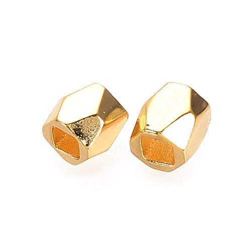Cheriswelry 20 Stück 18 Karat vergoldete Fassperlen, 3 mm, lose Abstandshalter, winzige, kleine Delica-Perlen, glatt, facettiert, ausgefallene Messing-Anhänger, für Schmuckherstellung, Loch: 1,5 mm Cheriswelry 20 Stück 18 Karat vergoldete Fassperlen, 3 mm, lose Abstandshalter, winzige, kleine Delica-Perlen, glatt, facettiert, ausgefallene Messing-Anhänger, für Schmuckherstellung, Loch: 1,5 mm von Cheriswelry