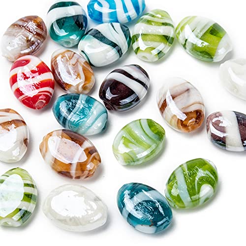 Cheriswelry 20 Stück flache ovale Glasperlen handgefertigt lose Streifen Perlen Abstandshalter Charms für Schmuck Ohrringe Basteln Cheriswelry 20 Stück flache ovale Glasperlen handgefertigt lose Streifen Perlen Abstandshalter Charms für Schmuck Ohrringe Basteln von Cheriswelry