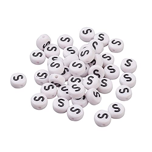 Cheriswelry 200 Stück Acryl Alphabet Buchstaben S Perlen 7 mm flach rund weiße Münze Spacer Perlen Charms für Nachrichten, Armband, Halskette, Schmuckherstellung Cheriswelry 200 Stück Acryl Alphabet Buchstaben S Perlen 7 mm flach rund weiße Münze Spacer Perlen Charms für Nachrichten, Armband, Halskette, Schmuckherstellung von Cheriswelry
