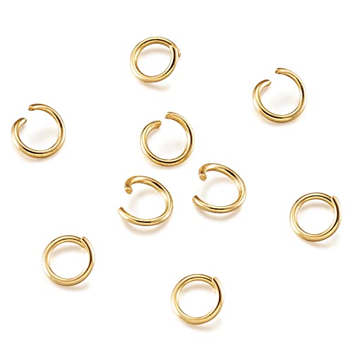 Cheriswelry 200 Stück Edelstahl Gold Offene Binderinge 5 mm Metall Winzig Rund Lock Ring Verbinder 21 Gauge für Schmuck Handwerk Herstellung von Cheriswelry