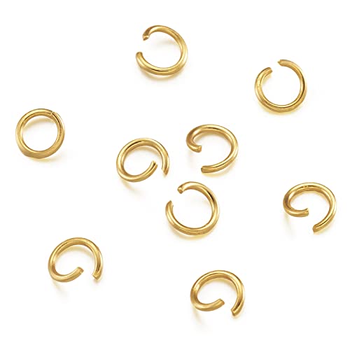 Cheriswelry 200 Stück Edelstahl Gold Offene Binderinge 5 mm Runde Metall Lock Ring Verbinder 20 Gauge für Schmuck Handwerk Herstellung von Cheriswelry