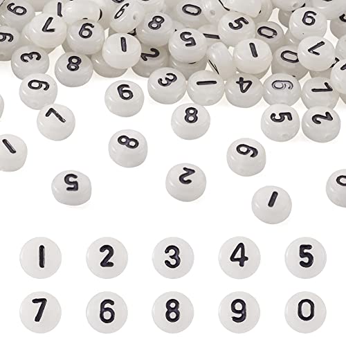 Cheriswelry 200 Stück leuchtende Acryl-Zahlen 0–9 Perlen, 7 mm, flache runde Scheibe, Münznummern, Abstandshalter für Namensarmband, Halskette, Jubiläen, Schmuckherstellung Cheriswelry 200 Stück leuchtende Acryl-Zahlen 0–9 Perlen, 7 mm, flache runde Scheibe, Münznummern, Abstandshalter für Namensarmband, Halskette, Jubiläen, Schmuckherstellung von Cheriswelry