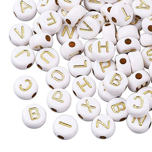 Cheriswelry 200 Stück Weißgold-Acryl-Alphabet-Perlen für Schmuck- und Armbandherstellung Cheriswelry 200 Stück Weißgold-Acryl-Alphabet-Perlen für Schmuck- und Armbandherstellung von Cheriswelry