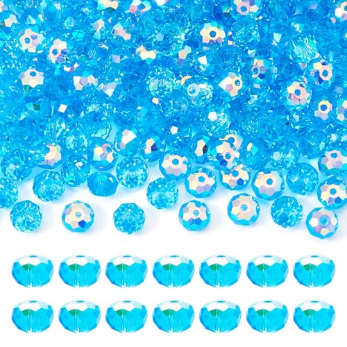 Cheriswelry 200 Stück blaue facettierte Kristallglasperlen, 8 mm, Discokugel-Abstandshalter, Perlen, plattiert, ab Farbe, Rondelle, Großpackung für Schmuckherstellung, Bastelbedarf Cheriswelry 200 Stück blaue facettierte Kristallglasperlen, 8 mm, Discokugel-Abstandshalter, Perlen, plattiert, ab Farbe, Rondelle, Großpackung für Schmuckherstellung, Bastelbedarf von Cheriswelry