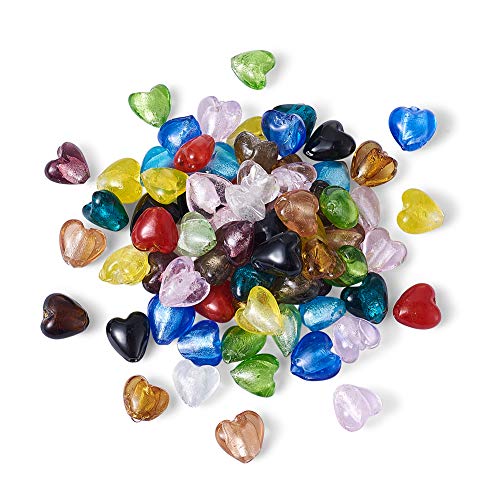 Cheriswelry 200 Stück handgefertigte Silberfolie Herz Lampwork Glas lose Perlen Spacer zufällige gemischte Farben für Schmuck Armband Herstellung Loch: 2 mm Cheriswelry 200 Stück handgefertigte Silberfolie Herz Lampwork Glas lose Perlen Spacer zufällige gemischte Farben für Schmuck Armband Herstellung Loch: 2 mm von Cheriswelry