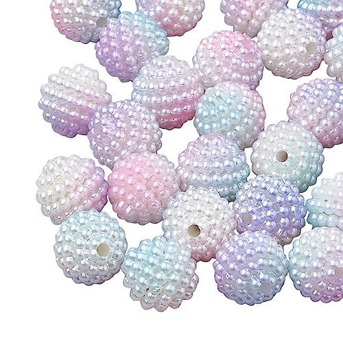 Cheriswelry 200 Stück Imitation Perlen Acryl 10mm Rund Pink Berry Rainbow Gradient für Schmuckherstellung von Cheriswelry