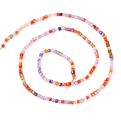 Cheriswelry 240 Stück 2,5 mm klare Zirkonia-Perlen, bunt, facettiert, würfelförmig, Kristall-Abstandshalter, Mini-Edelstein für Schmuckherstellung, Halskette, DIY, Handwerk von Cheriswelry