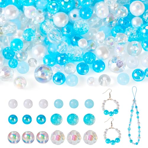 Cheriswelry 280 Stück hellblaue Acrylperlen, rund, glatte Perlen für DIY-Armbänder, Halsketten, Sommer-Schmuckherstellung Cheriswelry 280 Stück hellblaue Acrylperlen, rund, glatte Perlen für DIY-Armbänder, Halsketten, Sommer-Schmuckherstellung von Cheriswelry