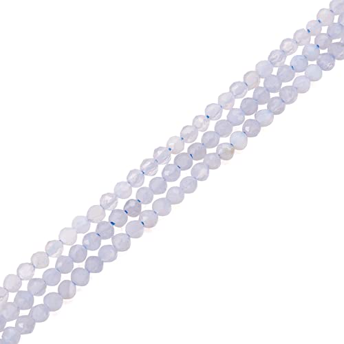 Cheriswelry 3 Stränge, natürliche blaue Achat-Perlen, 2 mm, winzige facettierte Glasperlen, rund, lose Abstandshalter, Perlen für DIY-Schmuck und Armbänder (Distel) von Cheriswelry