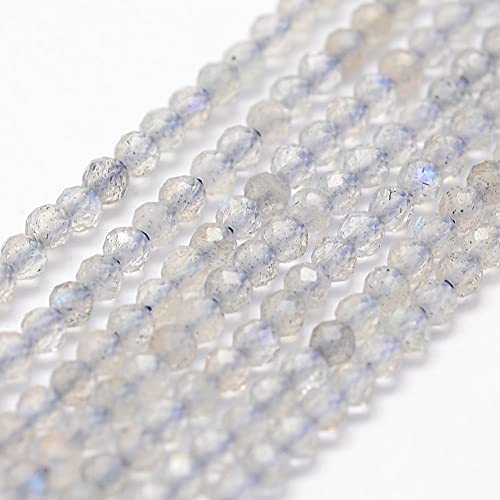 Cheriswelry 3 Stränge natürliche Labradorit-Perlen Stränge 2 mm winzige facettierte Glasperlen rund lose Zwischenperlen für DIY Schmuck Armband Herstellung (klar) von Cheriswelry
