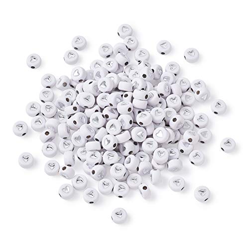 Cheriswelry 350 Stück 7 mm Acryl Silber Herz Perlen flach rund Pony Scheibe lose Zwischenperlen für Schmuck Armband Herstellung Loch: 1,8 mm Cheriswelry 350 Stück 7 mm Acryl Silber Herz Perlen flach rund Pony Scheibe lose Zwischenperlen für Schmuck Armband Herstellung Loch: 1,8 mm von Cheriswelry
