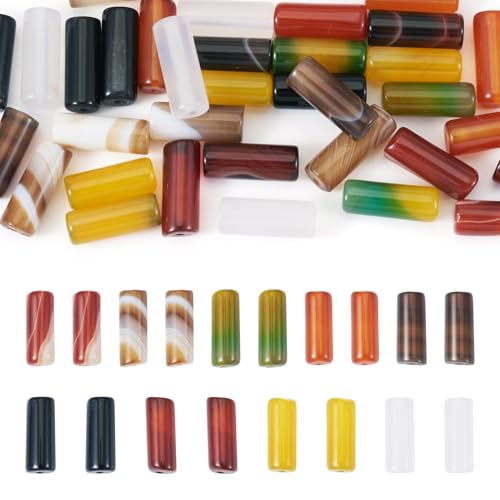 Cheriswelry 36 Stück natürliche Achat-Perlen, 6,5 x 16 mm, undurchsichtig, zylinderförmig, Edelstein-Perlen, Abstandshalter, Charms für Schmuckherstellung, Halskette, Armband, DIY, Handwerk Cheriswelry 36 Stück natürliche Achat-Perlen, 6,5 x 16 mm, undurchsichtig, zylinderförmig, Edelstein-Perlen, Abstandshalter, Charms für Schmuckherstellung, Halskette, Armband, DIY, Handwerk von Cheriswelry