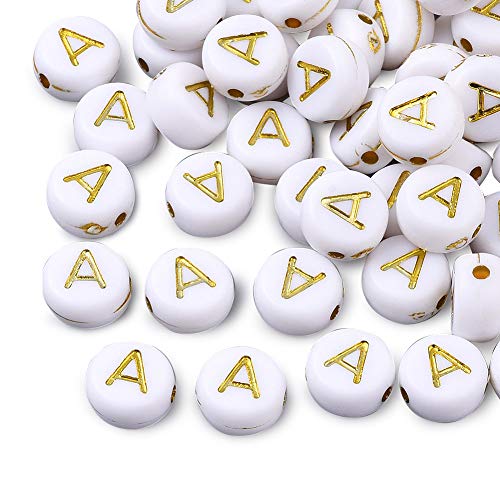 Cheriswelry 360 Stück Weißgold, Acrylperlen, Alphabet-Perlen, 7 mm, flach, rund, Münze, Buchstabe A, Abstandshalter, Perlen für Schmuckherstellung Cheriswelry 360 Stück Weißgold, Acrylperlen, Alphabet-Perlen, 7 mm, flach, rund, Münze, Buchstabe A, Abstandshalter, Perlen für Schmuckherstellung von Cheriswelry