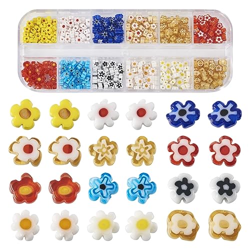 Cheriswelry 360 Stück handgefertigte Blumenlampwork-Perlen in 12 Farben, Millefiori-Glasperlen für Armband, Halskette, Schmuckherstellung und Bastelarbeiten Cheriswelry 360 Stück handgefertigte Blumenlampwork-Perlen in 12 Farben, Millefiori-Glasperlen für Armband, Halskette, Schmuckherstellung und Bastelarbeiten von Cheriswelry