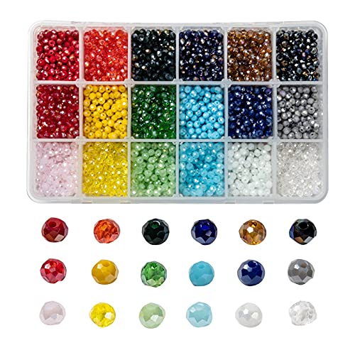 Cheriswelry 3600 galvanisierte Glasperlen AB-farbig plattiert facettierte Abakus lose Perlen Abstandhalter für Schmuck Halskette Armband Herstellung (18 Farben) von Cheriswelry