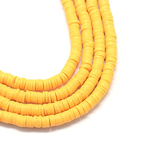 Cheriswelry 380 Stück 4 mm flache, runde Polymer-Ton-Perlen, Heishi-Perlen, Abstandshalter für Schmuckherstellung, Gold von Cheriswelry