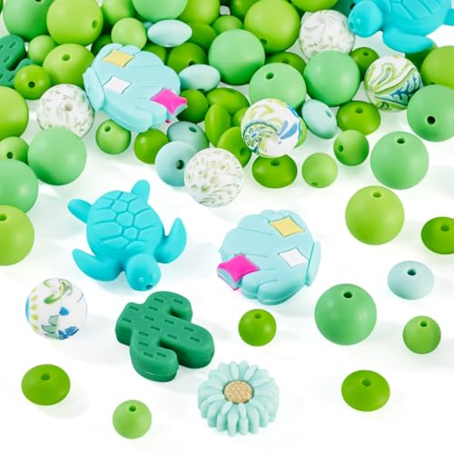 Cheriswelry 3D-Blumen-Silikonperlen, oval, rund, Kaktus, Ozean, Muschel, Schildkröte, Gänseblümchen, Gummi, lose Abstandshalter, Großpackung für Perlenstift, Schmuckherstellung, Handwerk, Grün, 108 Cheriswelry 3D-Blumen-Silikonperlen, oval, rund, Kaktus, Ozean, Muschel, Schildkröte, Gänseblümchen, Gummi, lose Abstandshalter, Großpackung für Perlenstift, Schmuckherstellung, Handwerk, Grün, 108 von Cheriswelry