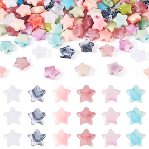 Cheriswelry 3D-Stern-Acrylperlen, bunt, gemustert, funkelnd, steinähnlich, lose Abstandshalter, Großpackung für Schmuckherstellung, Armbandzubehör, 150 Stück Cheriswelry 3D-Stern-Acrylperlen, bunt, gemustert, funkelnd, steinähnlich, lose Abstandshalter, Großpackung für Schmuckherstellung, Armbandzubehör, 150 Stück von Cheriswelry