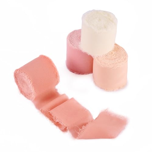 Cheriswelry 4 Rollen handgefertigte, ausgefranste Fransenbänder, 38 mm Rand, Chiffon, cremige Stoffbündel für Geschenkverpackungen, Hochzeitseinladungen, Brautsträuße, Urlaubsdekoration Cheriswelry 4 Rollen handgefertigte, ausgefranste Fransenbänder, 38 mm Rand, Chiffon, cremige Stoffbündel für Geschenkverpackungen, Hochzeitseinladungen, Brautsträuße, Urlaubsdekoration von Cheriswelry