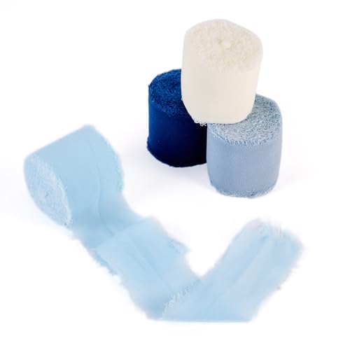Cheriswelry 4 Rollen handgefertigte, ausgefranste Fransenbänder, 38 mm Rand, Chiffon, cremige Stoffbündel für Sommer, Geschenkverpackung, Hochzeitseinladungen, Brautsträuße, Urlaubsdekoration Cheriswelry 4 Rollen handgefertigte, ausgefranste Fransenbänder, 38 mm Rand, Chiffon, cremige Stoffbündel für Sommer, Geschenkverpackung, Hochzeitseinladungen, Brautsträuße, Urlaubsdekoration von Cheriswelry