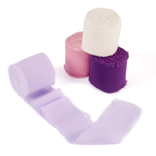 Cheriswelry 4 Rollen handgefertigte, ausgefranste Fransenbänder, 38 mm Rand, Chiffon, cremiger Stoff, Bündel für Geschenkverpackungen, Hochzeitseinladungen, Brautsträuße, Urlaubsdekoration Cheriswelry 4 Rollen handgefertigte, ausgefranste Fransenbänder, 38 mm Rand, Chiffon, cremiger Stoff, Bündel für Geschenkverpackungen, Hochzeitseinladungen, Brautsträuße, Urlaubsdekoration von Cheriswelry