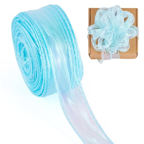 Cheriswelry 40 mm plissierter schillernder Organza-Chiffon-Rüschen, Satin-Spitzenborte, Fransenrand, für Schleifen, Kranz, Kleidung, Hochzeit, Handwerk, Himmelblau Cheriswelry 40 mm plissierter schillernder Organza-Chiffon-Rüschen, Satin-Spitzenborte, Fransenrand, für Schleifen, Kranz, Kleidung, Hochzeit, Handwerk, Himmelblau von Cheriswelry