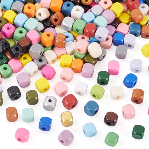 Cheriswelry 540 Stück natürliche Holzperlen, 8 mm, quadratische Holzperlen, Würfel, Bauernhausperlen, bunt, lose Perlen für Heimwerker, Party, Dekoration, Halskette, Girlande Cheriswelry 540 Stück natürliche Holzperlen, 8 mm, quadratische Holzperlen, Würfel, Bauernhausperlen, bunt, lose Perlen für Heimwerker, Party, Dekoration, Halskette, Girlande von Cheriswelry