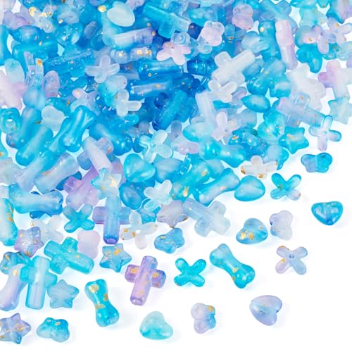 Cheriswelry 6 Stile, matte Acrylperlen, 140 g, blickdicht, Goldfolie, Kreuz, Stern, Herzform, Endkappen, Abstandshalter, Perlen-Charm-Set für Schmuckherstellung, Armband, Strand, Urlaub, Dekoration Cheriswelry 6 Stile, matte Acrylperlen, 140 g, blickdicht, Goldfolie, Kreuz, Stern, Herzform, Endkappen, Abstandshalter, Perlen-Charm-Set für Schmuckherstellung, Armband, Strand, Urlaub, Dekoration von Cheriswelry