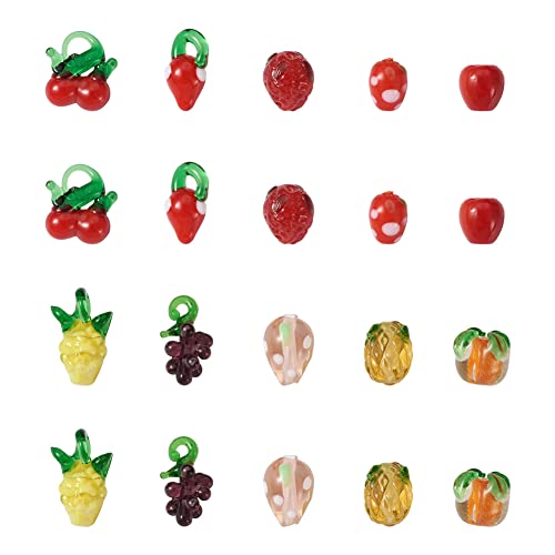 Cheriswelry 60 Stück 10 Stile Obst Lampwork Glasperlen gemischte Farben handgefertigte Abstandshalter lose Anhänger Charms für Schmuckherstellung Handwerk DIY Perlenzubehör Cheriswelry 60 Stück 10 Stile Obst Lampwork Glasperlen gemischte Farben handgefertigte Abstandshalter lose Anhänger Charms für Schmuckherstellung Handwerk DIY Perlenzubehör von Cheriswelry