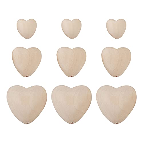 Cheriswelry 60 Stück unlackierte Holzperlen in Herzform, natürliche Holzperlen in Herzform, lose Abstandshalter für DIY Schmuck Basteln von Cheriswelry