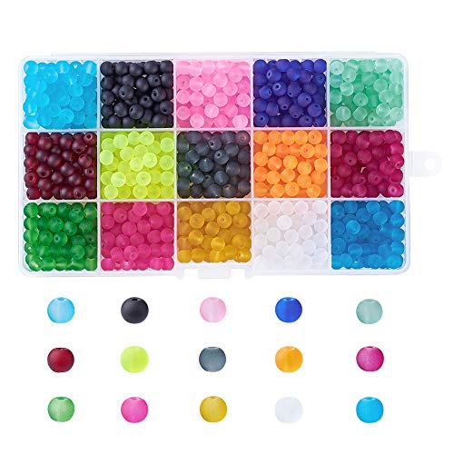 Cheriswelry 600 Stück 15 Farben 6 mm transparente Milchglasperlen rund Kugel Spacer lose Perlen für Schmuckherstellung Cheriswelry 600 Stück 15 Farben 6 mm transparente Milchglasperlen rund Kugel Spacer lose Perlen für Schmuckherstellung von Cheriswelry