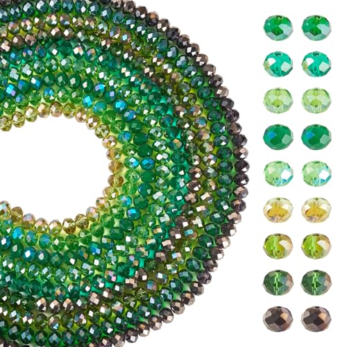Cheriswelry 600 Stück grüne, facettierte Glasperlen, AB-farbbeschichtet, kristallklar, rund, lose Abstandshalter, lose Abstandshalter, für Schmuckherstellung, Armband, Halskette, Zubehör Cheriswelry 600 Stück grüne, facettierte Glasperlen, AB-farbbeschichtet, kristallklar, rund, lose Abstandshalter, lose Abstandshalter, für Schmuckherstellung, Armband, Halskette, Zubehör von Cheriswelry