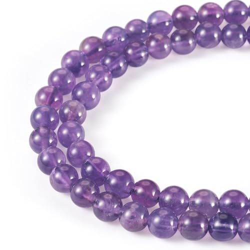 Cheriswelry 63 Stück 6 mm violette Steinperlen, natürlicher Amethyst, rund, Kristall, lose Abstandshalter, Stränge für Schmuckherstellung, Armband, Bastelbedarf Cheriswelry 63 Stück 6 mm violette Steinperlen, natürlicher Amethyst, rund, Kristall, lose Abstandshalter, Stränge für Schmuckherstellung, Armband, Bastelbedarf von Cheriswelry