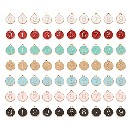 Cheriswelry 70 Stück Legierung Emaille flach rund mit 0-9 Zahlen-Anhängern Anhänger Charms baumeln leicht vergoldet für DIY Schmuck Halskette Armband Herstellung Cheriswelry 70 Stück Legierung Emaille flach rund mit 0-9 Zahlen-Anhängern Anhänger Charms baumeln leicht vergoldet für DIY Schmuck Halskette Armband Herstellung von Cheriswelry