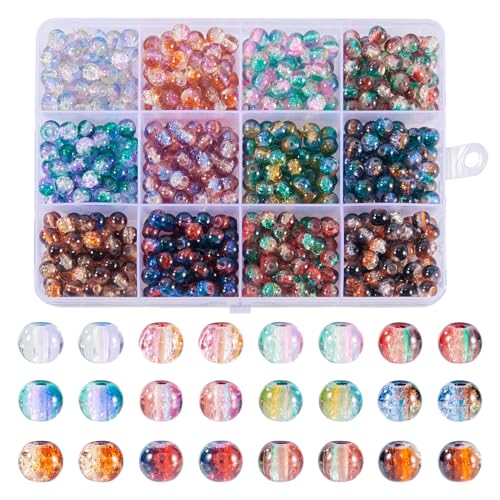 Cheriswelry 720 Stück zweifarbige Craquelé-Glasperlen, 6 mm, transparent, Farbverlauf, transparent, lose Abstandshalter, Großpackung für Schmuckherstellung, Halsketten, Armbänder, Bastelbedarf Cheriswelry 720 Stück zweifarbige Craquelé-Glasperlen, 6 mm, transparent, Farbverlauf, transparent, lose Abstandshalter, Großpackung für Schmuckherstellung, Halsketten, Armbänder, Bastelbedarf von Cheriswelry