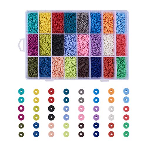 Cheriswelry 7200pcs 24 Farben Flache runde Polymer Clay Perlen 4mm Disc Münze Heishi Perlen Spacer Charms für Schmuck Armband Ohrringherstellung Cheriswelry 7200pcs 24 Farben Flache runde Polymer Clay Perlen 4mm Disc Münze Heishi Perlen Spacer Charms für Schmuck Armband Ohrringherstellung von Cheriswelry