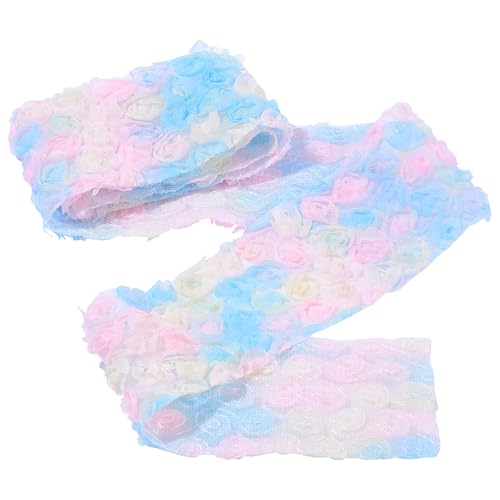 Cheriswelry 91 cm besticktes 3D-Rosen-Spitzenband aus Polyester-Netzstoff, Blumenband, 6,5 cm, bunt, Nähen, Geschenkverpackung, Band für Stoff, Hochzeit, Bastelbedarf von Cheriswelry