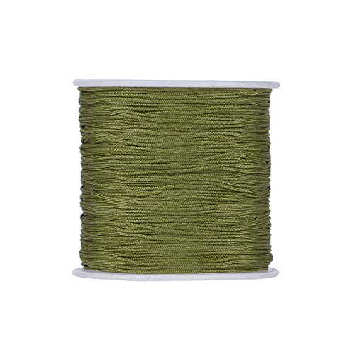 Cheriswelry 91 m/Rolle 0,8 mm geflochtene Nylonschnur Fäden Olivgrün Chinesische Knoten Schnur Schmuck Perlen Schnur für DIY Handwerk Kumihimo Makramee Armbänder Herstellung Zubehör von Cheriswelry