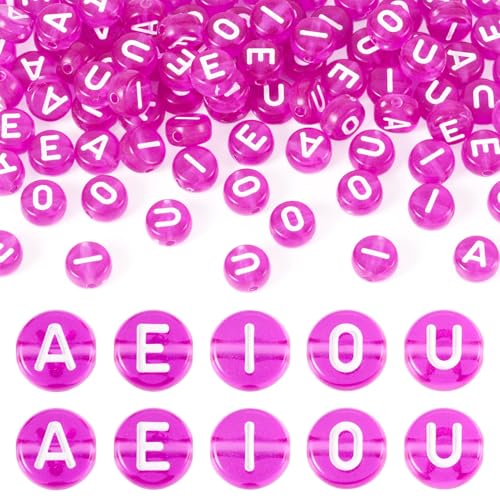 Cheriswelry AEIOU Acrylperlen, flach, rund, Buchstaben, Großbuchstaben, Großbuchstaben, Namen, Abstandshalter für Schmuckherstellung, Freundschaftsarmband, Bastelbedarf, Violett, 100 Stück Cheriswelry AEIOU Acrylperlen, flach, rund, Buchstaben, Großbuchstaben, Großbuchstaben, Namen, Abstandshalter für Schmuckherstellung, Freundschaftsarmband, Bastelbedarf, Violett, 100 Stück von Cheriswelry