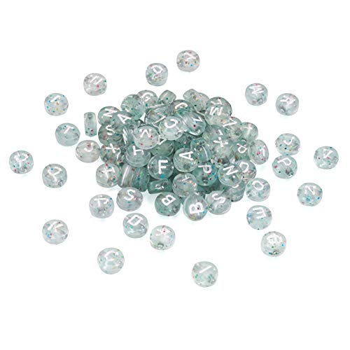 Cheriswelry Acryl-Alphabet-Perlen, 7 mm, transparent, silberfarben, flache runde Scheibe, Münze A-Z, Buchstaben-Abstandshalter, Charms für Schmuck- und Armbandherstellung, 200 Stück von Cheriswelry