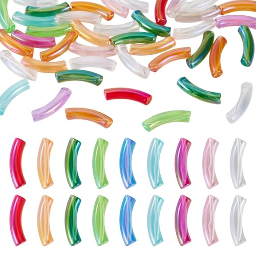 Cheriswelry Acrylperlen in Regenbogenfarben, transparent, grob, gebogen, für Schmuckherstellung, Halsketten, Armbänder, Ohrringe, DIY, Handwerk, Schlüsselanhänger, 50 Stück von Cheriswelry