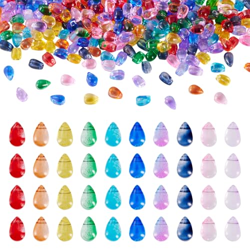 Cheriswelry Bunte Glasperlen in Tropfenform, lose Abstandshalter, für Schmuckherstellung, Halsketten, Armbänder, DIY, Basteln, Schlüsselanhänger, 300 Stück von Cheriswelry
