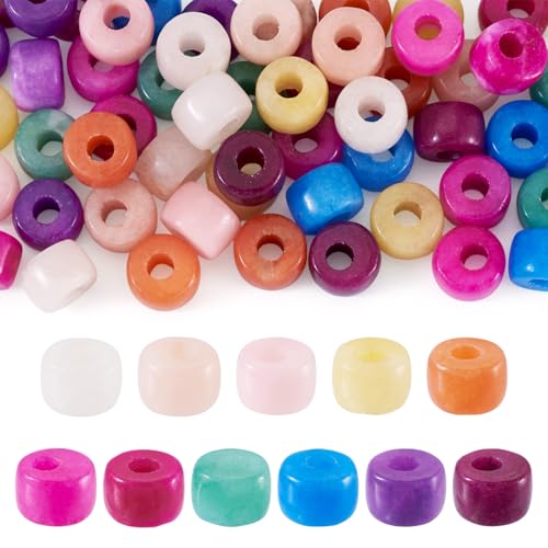 Cheriswelry Bunte Säulen-Perlen, 8 mm, natürliche weiße Jade, blickdicht, flach, rund, großes Loch, Abstandshalter, Rondelle, Anhänger für Schmuckherstellung, Halsketten, Armbänder, Bastelarbeiten, 55 Cheriswelry Bunte Säulen-Perlen, 8 mm, natürliche weiße Jade, blickdicht, flach, rund, großes Loch, Abstandshalter, Rondelle, Anhänger für Schmuckherstellung, Halsketten, Armbänder, Bastelarbeiten, 55 von Cheriswelry
