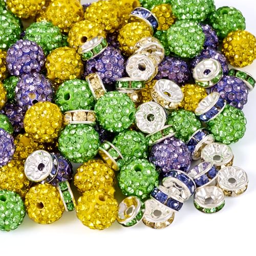 Cheriswelry Discokugel-Perlen, Polymer-Ton, 10 mm, Herbstviolett, Glitzer, Pavé-Fassung, Strass, Abstandshalter, Großpackung für Schmuckherstellung, Armband, Schlüsselanhänger, Perlenstift-Design, 120 Cheriswelry Discokugel-Perlen, Polymer-Ton, 10 mm, Herbstviolett, Glitzer, Pavé-Fassung, Strass, Abstandshalter, Großpackung für Schmuckherstellung, Armband, Schlüsselanhänger, Perlenstift-Design, 120 von Cheriswelry